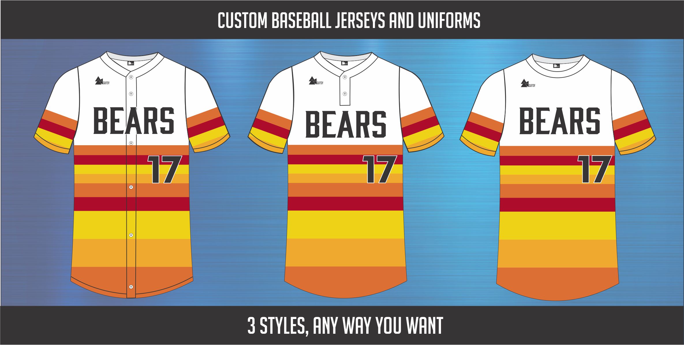 3 Style Custom Jersey banner Gutsy Athletic